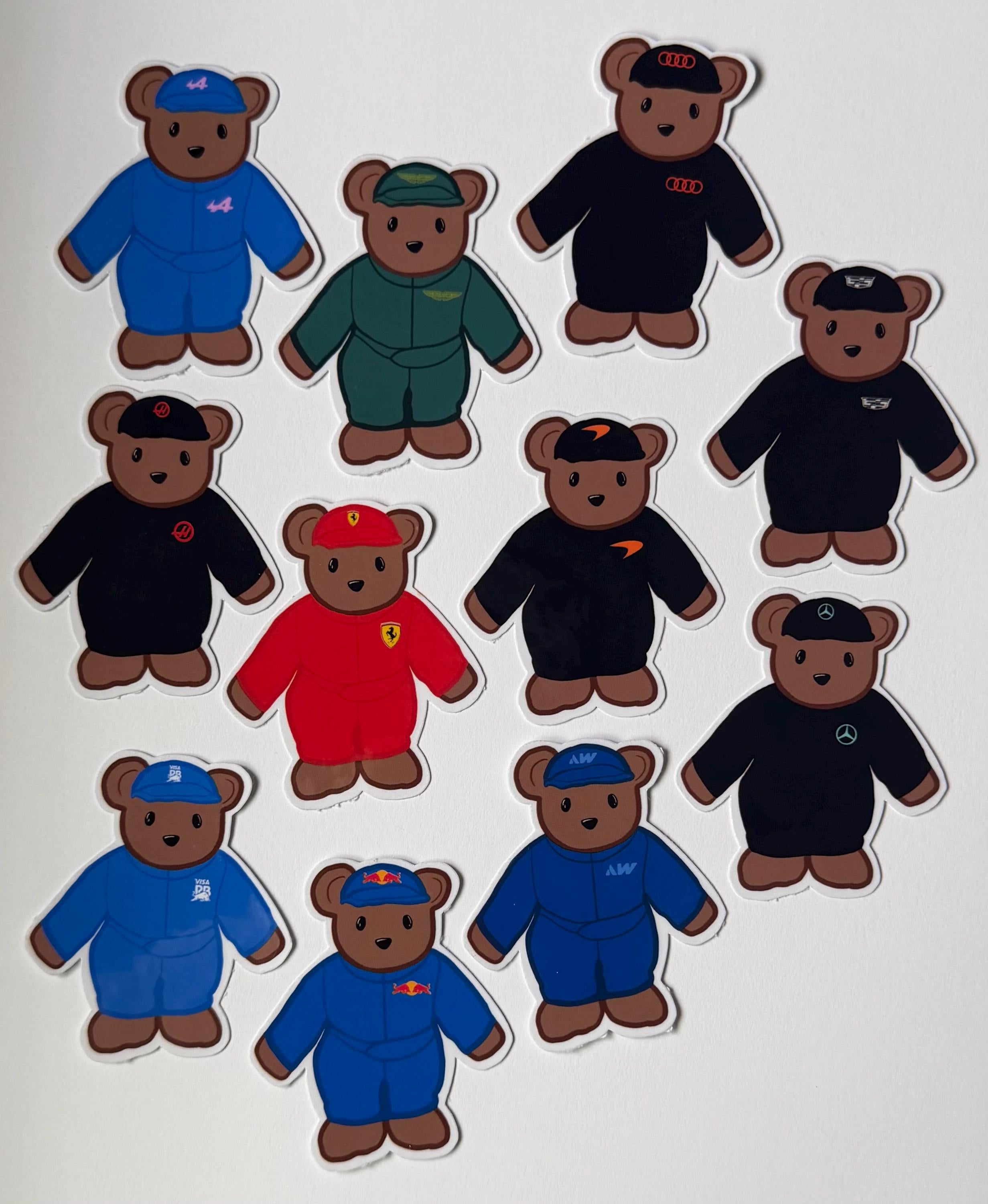 F1 Team Inspired Teddy Bear Vinyl Sticker