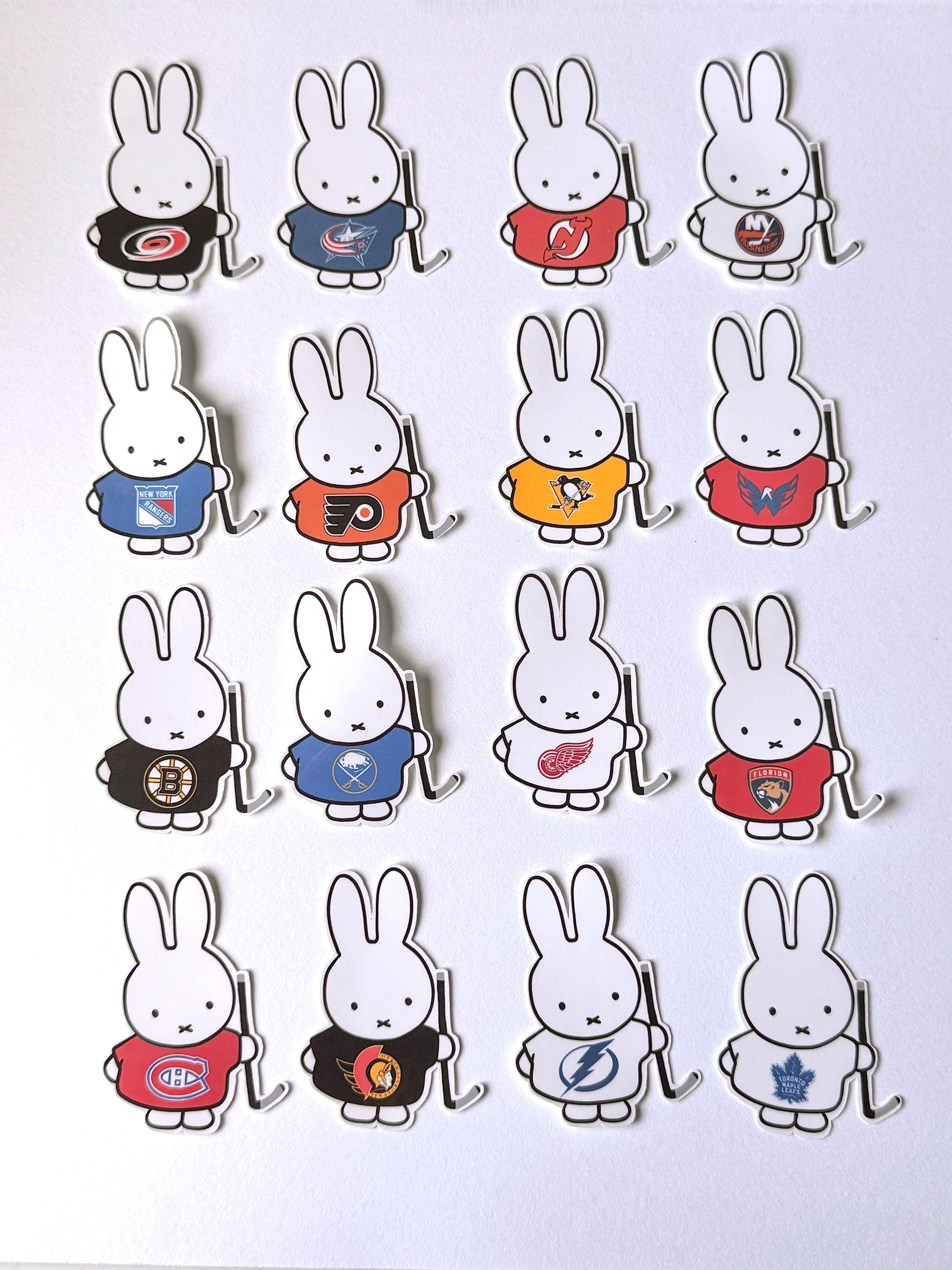Autocollant vinyle Miffy Lapin Conférence Est LNH | Décalque inspiré du hockey