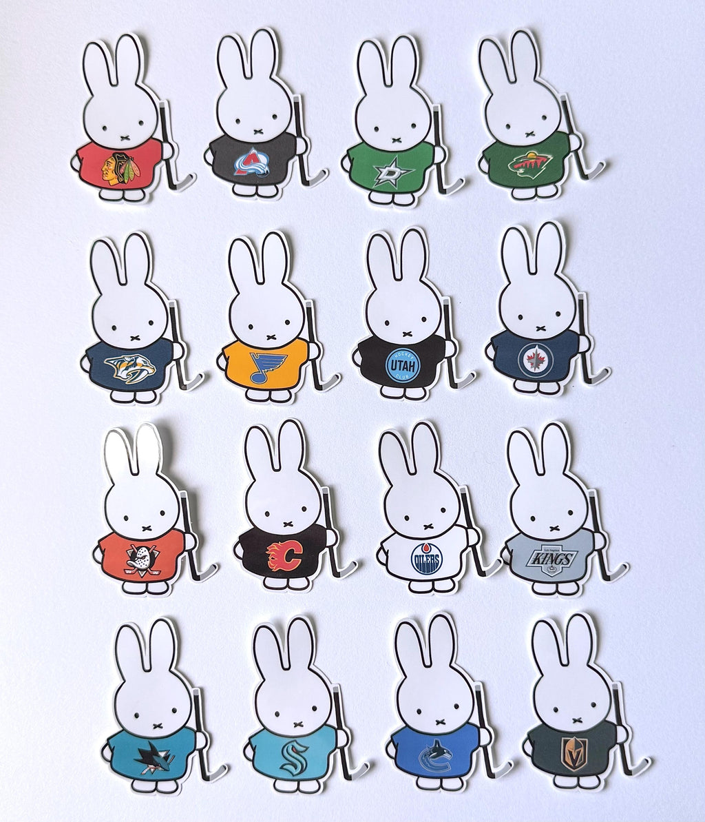 Autocollant vinyle de hockey lapin Miffy Conférence Ouest NHL | Décalque inspiré du hockey