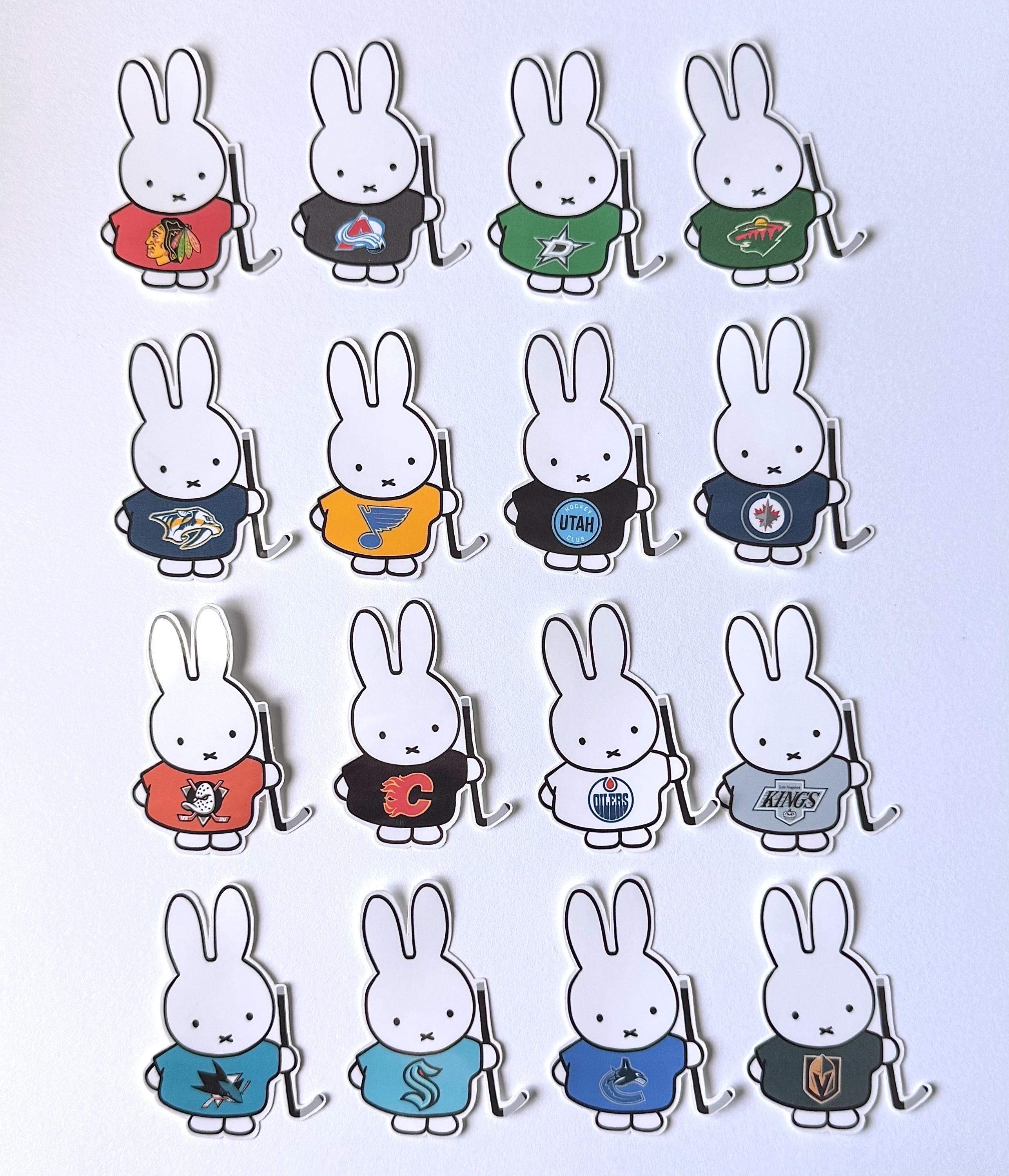 Autocollant vinyle de hockey lapin Miffy Conférence Ouest NHL | Décalque inspiré du hockey