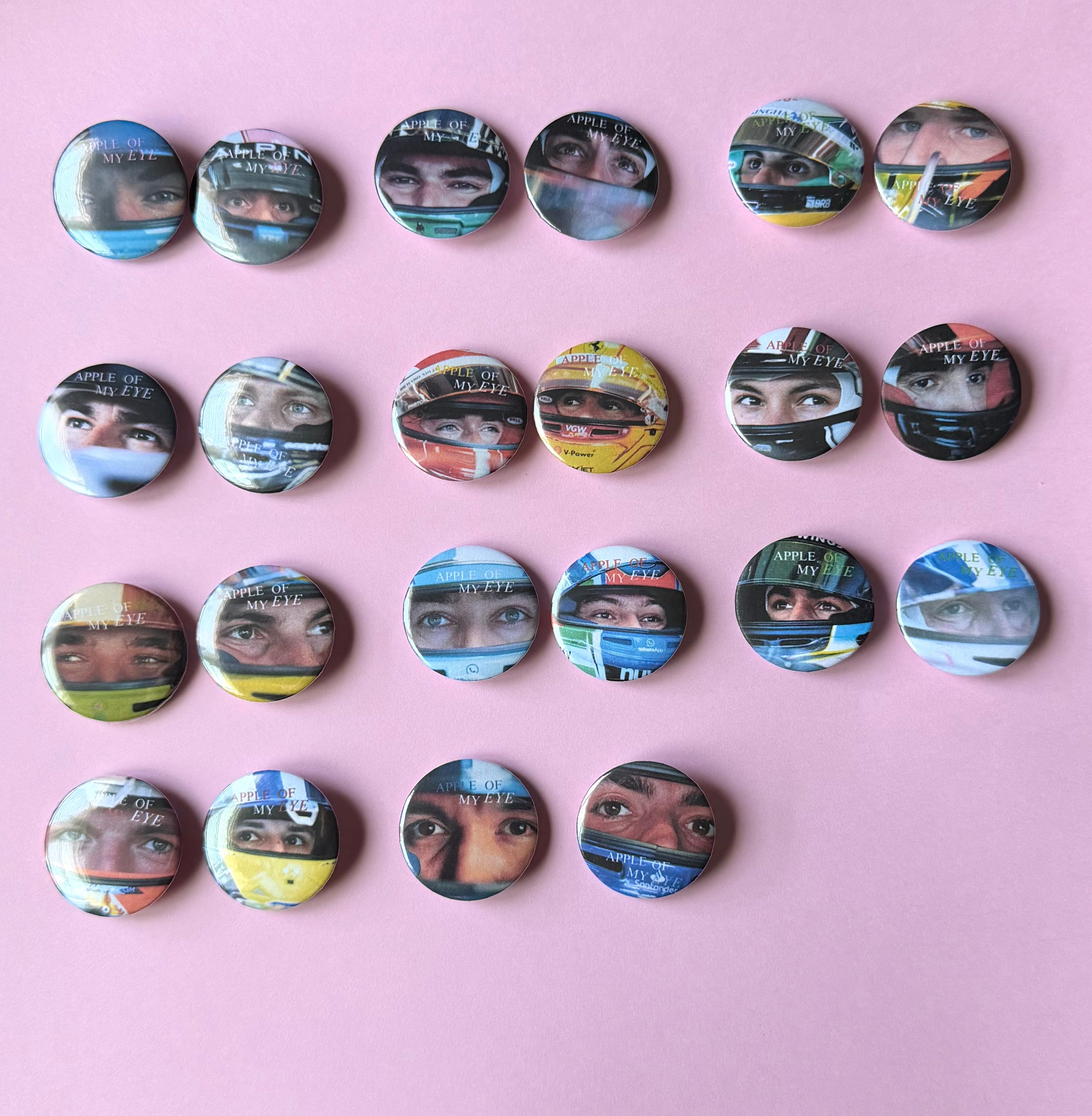 Apple of my Eye F1 Driver Duo Pin | Button Set