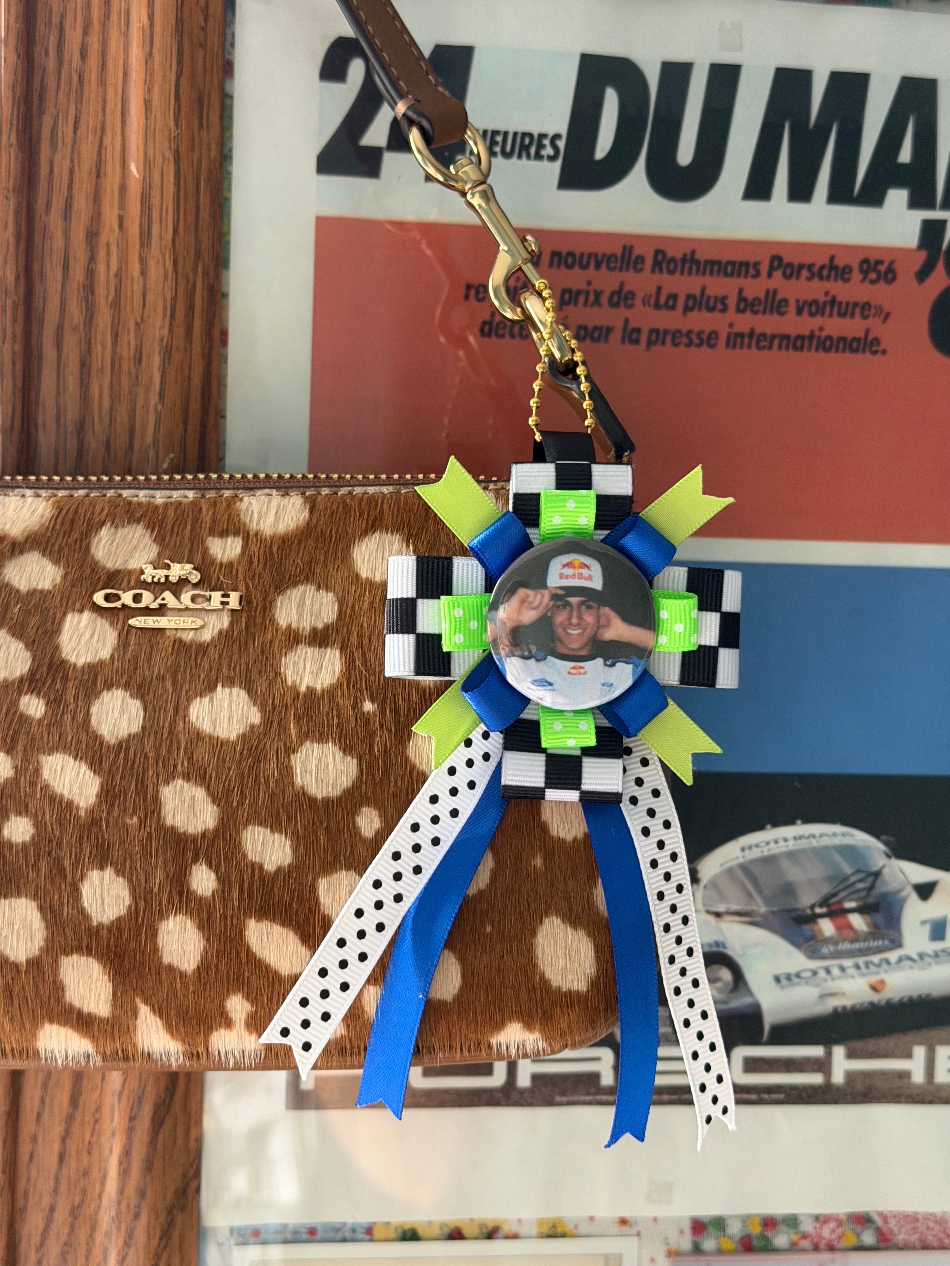Mini F1 Driver Rosette Badge Keychain | Formula 1 Accessory