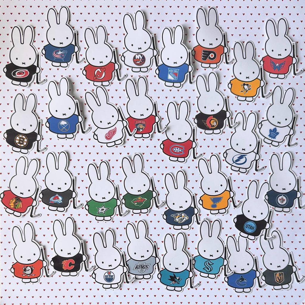 Autocollant vinyle de hockey lapin Miffy Conférence Ouest NHL | Décalque inspiré du hockey